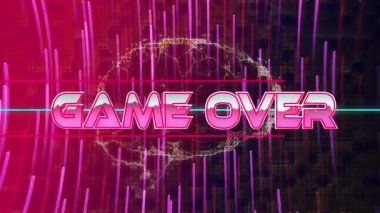 Basın animasyonu metni metalik pembe harflerle taramaya başlıyor. Koyu arkaplanda yazan beyaz gömlek.