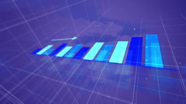 Menekşe arkaplanındaki finansal grafiklerin animasyonu. Maliye, ekonomi ve teknoloji kavramı dijital olarak oluşturulmuş video.