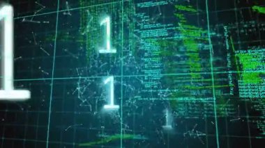 Veri işleme üzerinde şekillerin canlandırılması. Küresel iş ve dijital arayüz kavramı dijital olarak oluşturulmuş video.