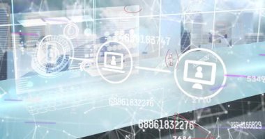 Gri arkaplanda teknik simgelerin, sayıların ve matematik formüllerinin animasyonu. Ağ, matematik, bilim ve teknoloji konsepti dijital olarak oluşturulmuş video.