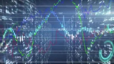 Animation of financial data processing over grid. Global business finances connections and digital interface concept digitally generated video.