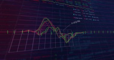 Şebeke üzerinde finansal veri işleme animasyonu. Global, dijital arayüz ve teknoloji konseptini dijital olarak oluşturulmuş video şirketlerini finanse eder.