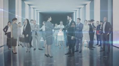 Ofisteki bağlantı ağındaki bağlantı ağının görüntüsüne karşı bağlantı ağı. Küresel iş dünyası küresel finans teknolojisi ve veri işleme kavramı dijital olarak oluşturulmuş video.