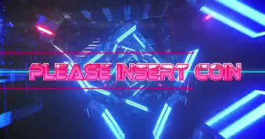 Oyunun animasyonu, hareket eden mavi ışık yollarının üzerindeki metin üzerinde. Sosyal medya ve iletişim arayüzü kavramı dijital olarak oluşturulmuş video.