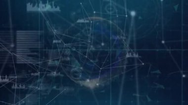 Dünya üzerindeki bağlantı ağının animasyonu. küresel iş ve dijital arayüz kavramı dijital olarak oluşturulmuş video.