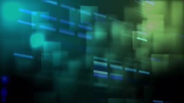 Şebeke ve kareler üzerinde ışıldayan veri işleme animasyonu. küresel hesaplama ve veri işleme kavramı dijital olarak oluşturulmuş video.