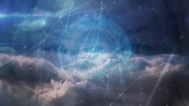 Karanlık arkaplan üzerindeki dünya ve bağlantılar ağının animasyonu. küresel bağlantılar, iş dünyası, dijital arayüz, teknoloji ve ağ konsepti dijital olarak oluşturulmuş video.