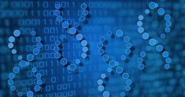 İkili kodlama üzerine DNA iplikçiklerinin animasyonu. Küresel bilim, teknoloji ve dijital arayüz kavramı dijital olarak oluşturulmuş video.