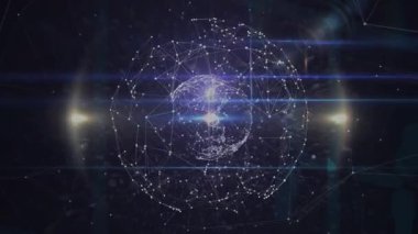 Bağlantı ağı dünyasının animasyonu bitti. Dijital olarak oluşturulan küresel bağlantılar ve veri işleme kavramı.