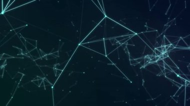 Siyah arkaplandaki bağlantı ağının canlandırılması. küresel iş, finans, bağlantılar ve dijital arayüz konsepti dijital olarak oluşturulmuş video.