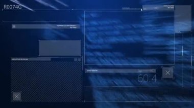 Animation of data processing on navy digital screen. Computers, network, data processing and technology concept digitally generated video.