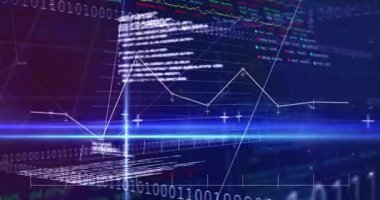 Siyah arkaplanda veri işleme animasyonu. Küresel teknoloji, bilgisayar ve dijital arayüz kavramı dijital olarak oluşturulmuş video.