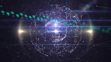Dönen dünya üzerindeki bağlantı ağının animasyonu. küresel veri işleme, hesaplama ve dijital arayüz kavramı dijital olarak oluşturulmuş video.