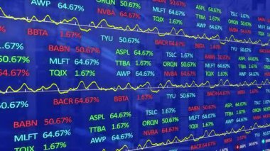 Finansal veri işleme üzerine finansal veri işleme animasyonu. Çevrimiçi güvenlik bağlantıları ve dijital arayüz kavramı dijital olarak oluşturuldu.