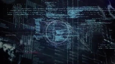 Dünya üzerindeki programlama dilinin animasyonu, soyut arkaplanda bağlantılı noktalar ve saat. Dijital olarak üretilmiş, hologram, küreselleşme, kodlama, makine öğrenme, iletişim, teknoloji.