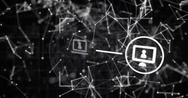 Şekiller üzerinde veri işleme animasyonu. küresel iş ve dijital arayüz kavramı dijital olarak oluşturulmuş video.