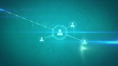 Şekiller üzerinden bağlantı ağının animasyonu. Küresel iş ve dijital arayüz kavramı dijital olarak oluşturulmuş video.
