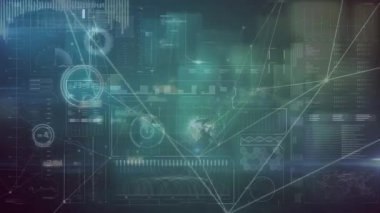 Veri işleme üzerinden bağlantı ağının animasyonu. küresel iş ve dijital arayüz kavramı dijital olarak oluşturulmuş video.