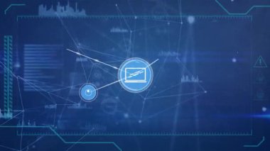 Dijital simgelerle bağlantı ağının canlandırılması istatistik ve veri işleme. küresel bağlantılar, ağlar ve veri işleme konsepti dijital olarak oluşturulmuş video.