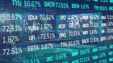 İstatistikler üzerinden finansal veri işleme animasyonu. Küresel iş, finans ve veri işleme kavramı dijital olarak oluşturulmuş video.