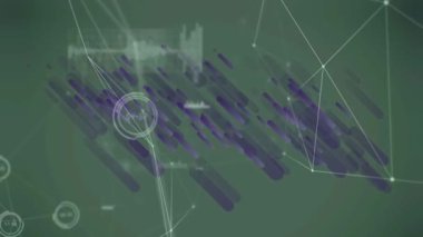 Siyah arkaplan üzerinden bağlantı ve veri işleme ağının animasyonu. Küresel ağ ve teknoloji kavramı.