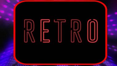 Şekiller üzerinde retro metin animasyonu. Sosyal medya ve dijital arayüz konsepti dijital olarak oluşturulmuş video.