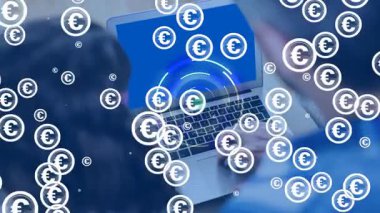 Telefon kulaklığı kullanan iş adamlarının üzerindeki simgelerle bağlantı ağının bileşimi. Küresel iş ve ağ konsepti dijital olarak oluşturulmuş görüntü.