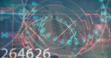 Modern bina üzerinde veri işleme animasyonu. küresel iş, finans ve dijital arayüz kavramı dijital olarak oluşturulmuş video.