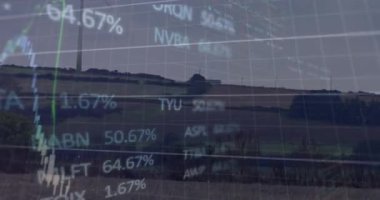 Animation of financial data processing over grid. Global technology digital interface and networks concept digitally generated video.