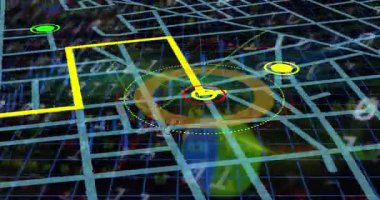 Bağlantılar ve veri işleme animasyonu. Küresel iş, finans, hesaplama ve veri işleme kavramı dijital olarak oluşturulmuş video.