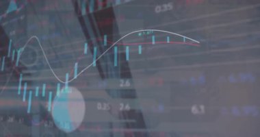 Çin bayrağı ve veri işleme bir şehir manzarası üzerinde gerçekleşiyor. Küresel finans ekonomisi iş ve teknoloji kavramı dijital olarak oluşturulmuş video.