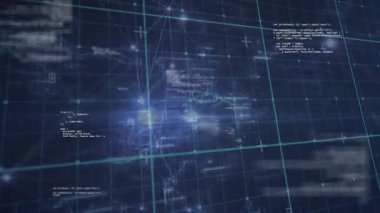 Mavi uzayda veri işleme animasyonu. İnsan biyolojisi bilim ve teknoloji konsepti dijital olarak üretilen video.