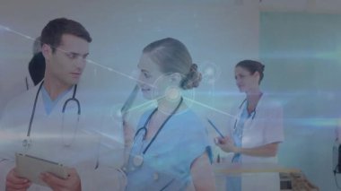 Kafkas grubu üzerinden bağlantı ağının animasyonu. Küresel tıp ve bağlantılar konsepti dijital oluşturulmuş video.