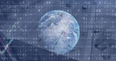 Gri arkaplandaki istatistik ve veri işleme animasyonları. Küresel iş finansmanı ve bağlantılar konsepti dijital olarak oluşturulmuş video.