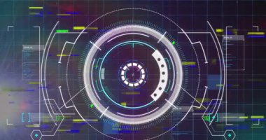 Kapsam taraması ve veri işleme animasyonu. Küresel bağlantılar veri işleme ve dijital arayüz konsepti dijital olarak oluşturulmuş video.