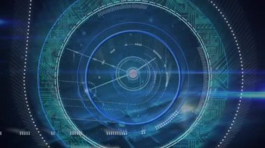 İletişim ağı ile tarayıcı işleme verilerinin animasyonu ve siyaha parlayan ışıklar. Küresel iletişim, iş, veri ve dijital arayüz kavramı dijital olarak oluşturulmuş video.