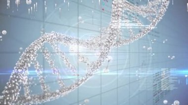 İnsan modeli üzerinden tıbbi veri işleme animasyonu. Bilgisayar arayüzü ve iş teknolojisi kavramı.