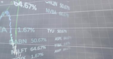 Kırsal alan üzerindeki finansal verilerin üzerindeki ışığın animasyonu. Küresel finans, ekonomi ve teknoloji kavramı dijital olarak üretilen video.