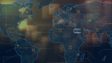 Küre ve bağlantı ağı olan metnin animasyonu. Dijital arayüz teknolojisi ve ağ konsepti dijital olarak oluşturuldu.