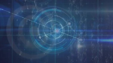 Kapsam taraması ve ızgara üzerinden bağlantı ağının animasyonu. küresel bağlantılar, ağlar ve dijital arayüz konsepti dijital olarak oluşturulmuş video.