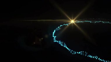 Işık yollarının animasyonu siyah arka planda noel ağacı oluşturuyor. Noel, kutlama, ışık ve renk konsepti dijital olarak oluşturulmuş video.