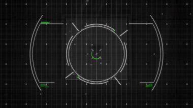 Tarama alanı üzerinde hareket eden şekillerin animasyonu. Küresel iş ve dijital arayüz kavramı dijital olarak oluşturulmuş video.