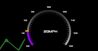 Veri işleme animasyonunun siyah arkaplandaki araç panelinin üzerinden geçişi. Küresel iş, bilgisayar ve dijital arayüz kavramı dijital olarak oluşturulmuş video.