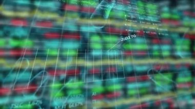 Virüs hücreleri üzerinde veri işleme animasyonu. Dijital olarak oluşturulmuş küresel salgın ve dijital arayüz kavramı.