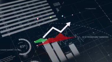 Veri işleme üzerinde diyagramın animasyonu. küresel iş, bağlantılar ve dijital arayüz konsepti dijital olarak oluşturulmuş video.