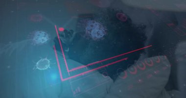 Dünya çapında şekillerin ve finansal verilerin animasyonu. Küresel bağlantılar iş dünyası dijital arayüz teknolojisi ve dijital olarak oluşturulan ağ konsepti.