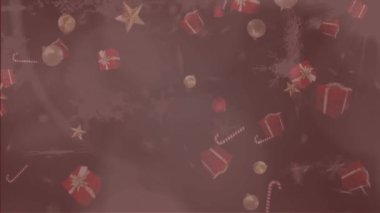 Kar yağarken hediye animasyonu. Sosyal medya, noel ve dijital arayüz konsepti dijital olarak oluşturulmuş video.