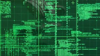 Kumarhane çipleri ve şebeke üzerinden veri işleme animasyonu. küresel iş, finans, kumar ve veri işleme kavramı dijital olarak oluşturulmuş video.