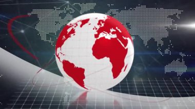 Dünya haritası ve bağlantılar ağı üzerinden dünyanın animasyonu. Küresel teknoloji, bilgisayar ve dijital arayüz kavramı dijital olarak oluşturulmuş video.