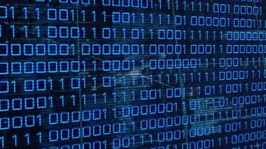Siyah arkaplan üzerinde veri işleme animasyonu. küresel iş ve dijital arayüz kavramı dijital olarak oluşturulmuş video.
